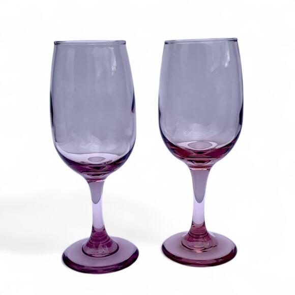 Vintage Libbey Premiere Pink Plum Teardrop Wine Glasses – Set of 2 - Picture 1 of 5